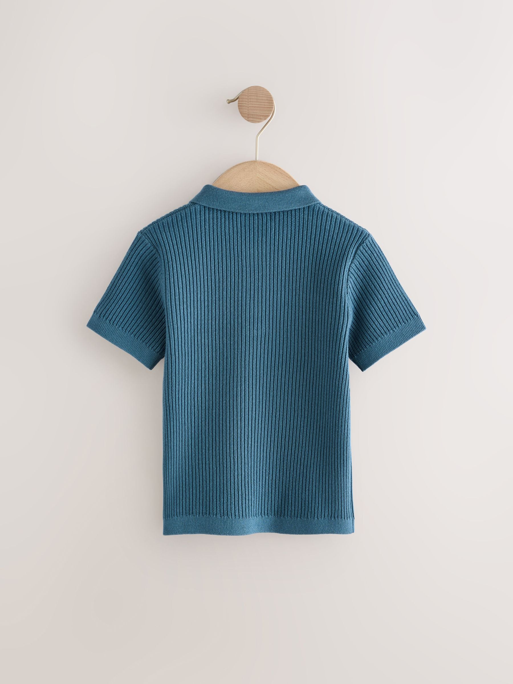 Dsiney Kidz - Blue Button Neck Knitted 100% Cotton Polo Shirt (3mths-7yrs) image 2