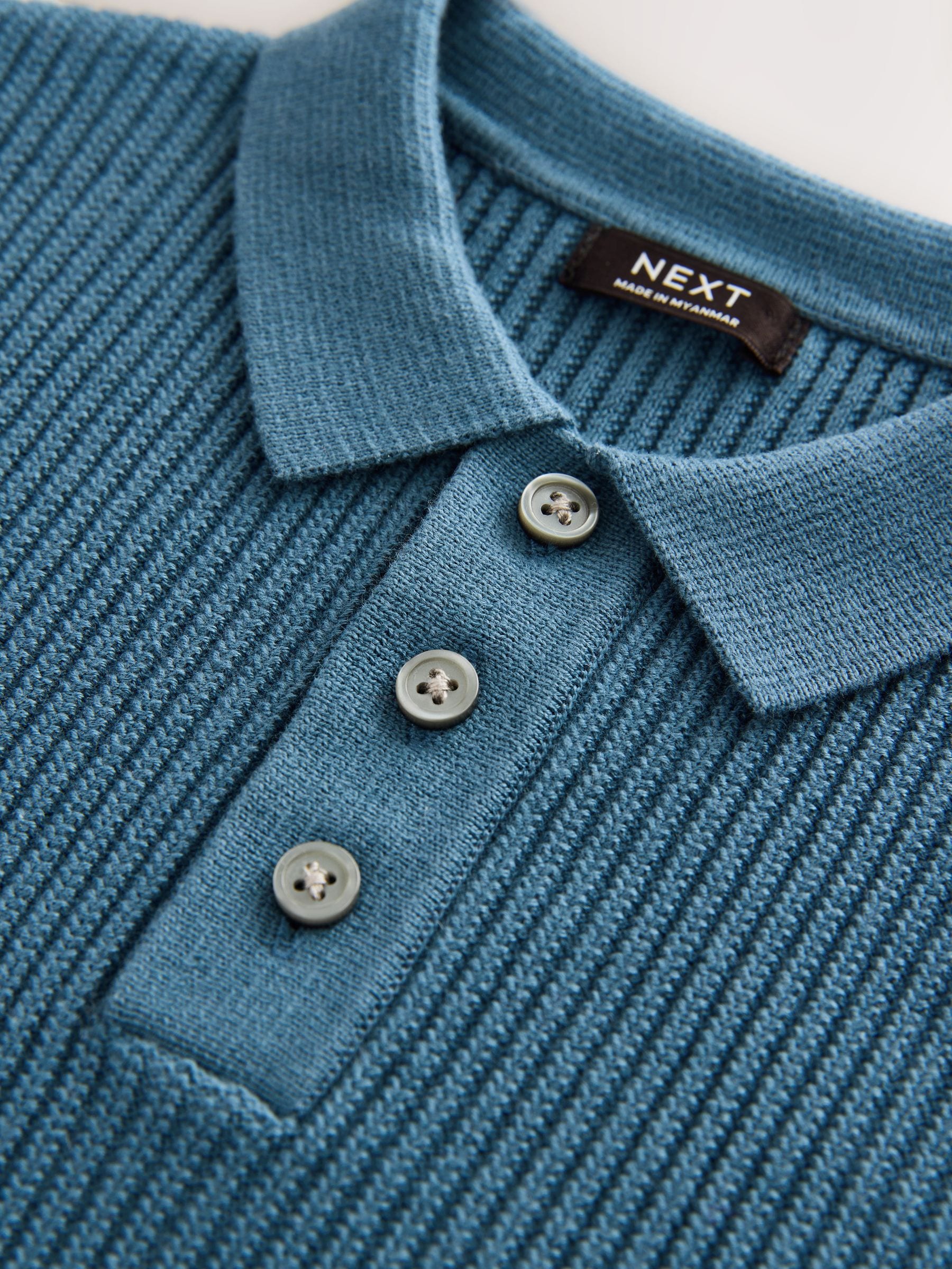 Dsiney Kidz - Blue Button Neck Knitted 100% Cotton Polo Shirt (3mths-7yrs) image 4
