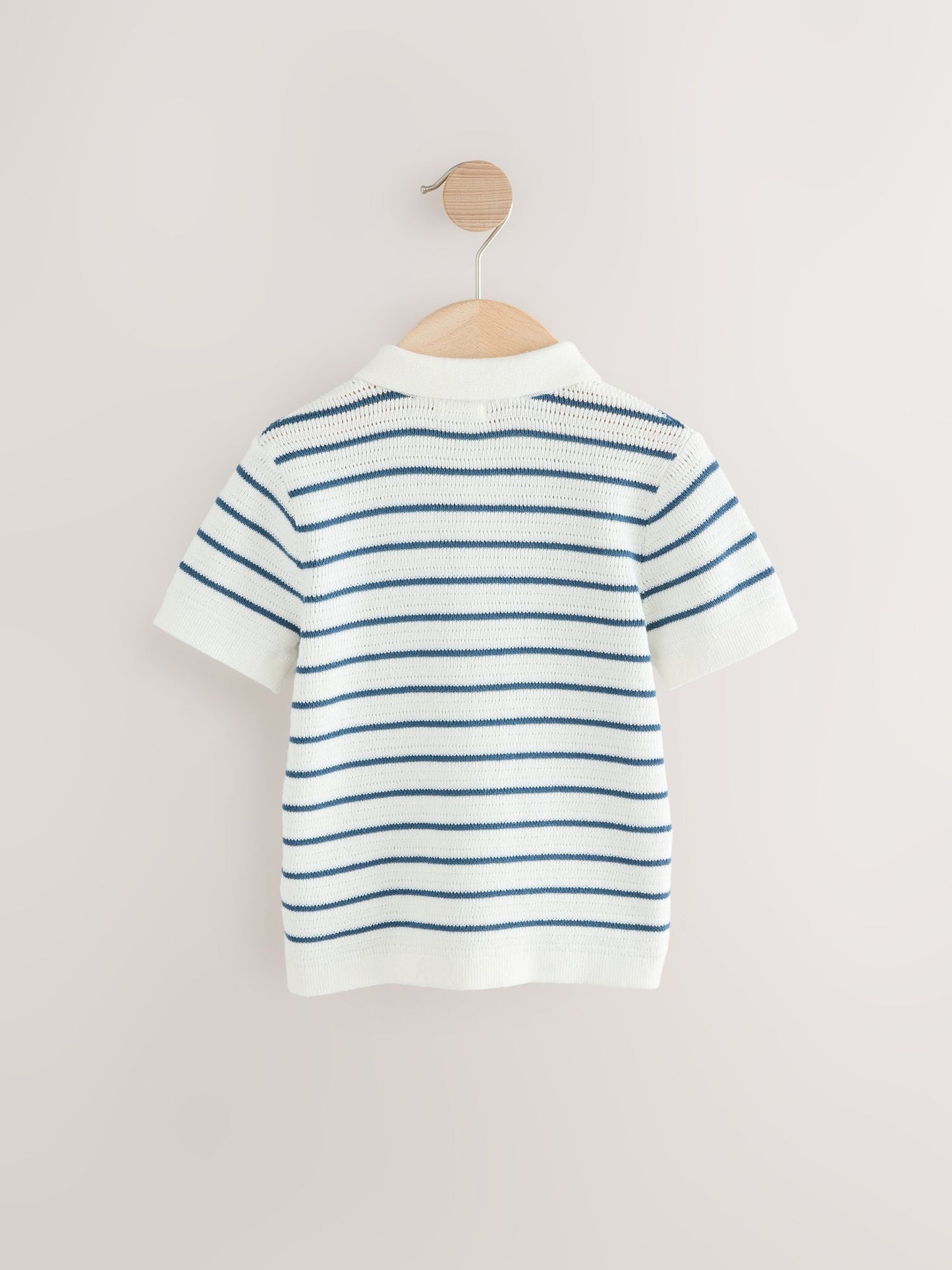 Dsiney Kidz - Navy Blue/White Button Neck Knitted 100% Cotton Polo Shirt (3mths-7yrs) image 5