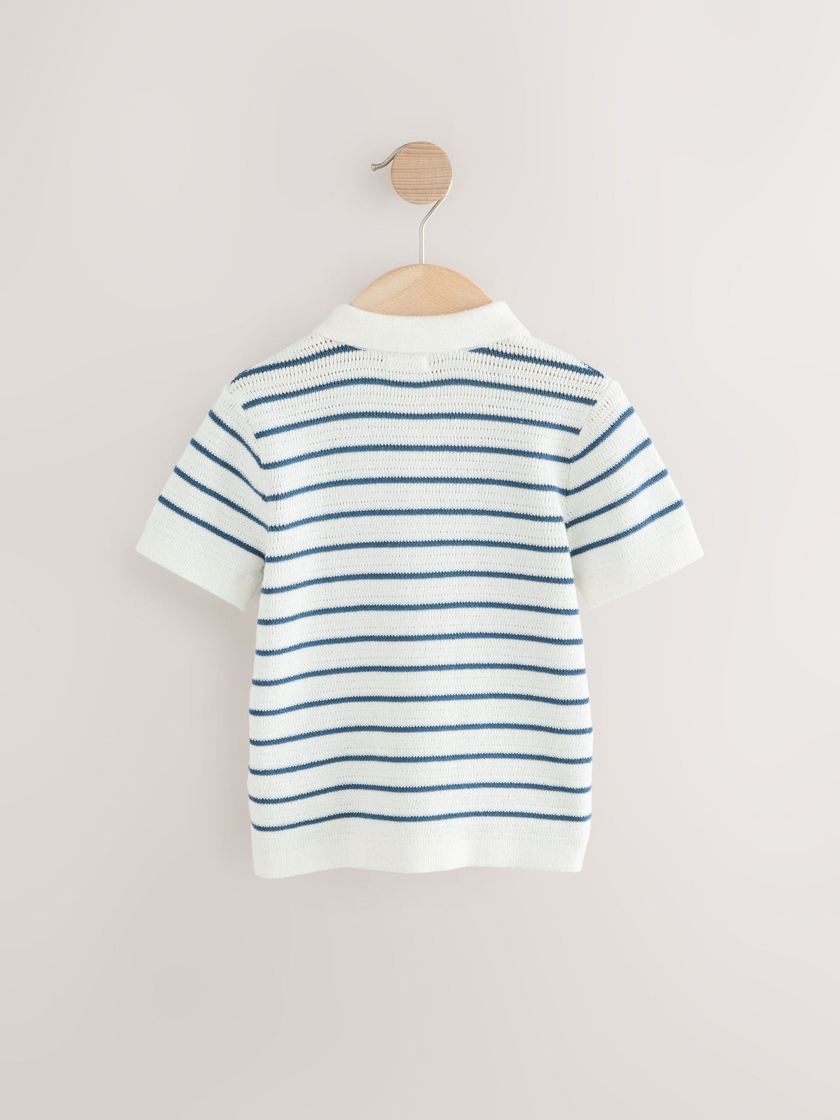 Dsiney Kidz - Navy Blue/White Button Neck Knitted 100% Cotton Polo Shirt (3mths-7yrs) image 5