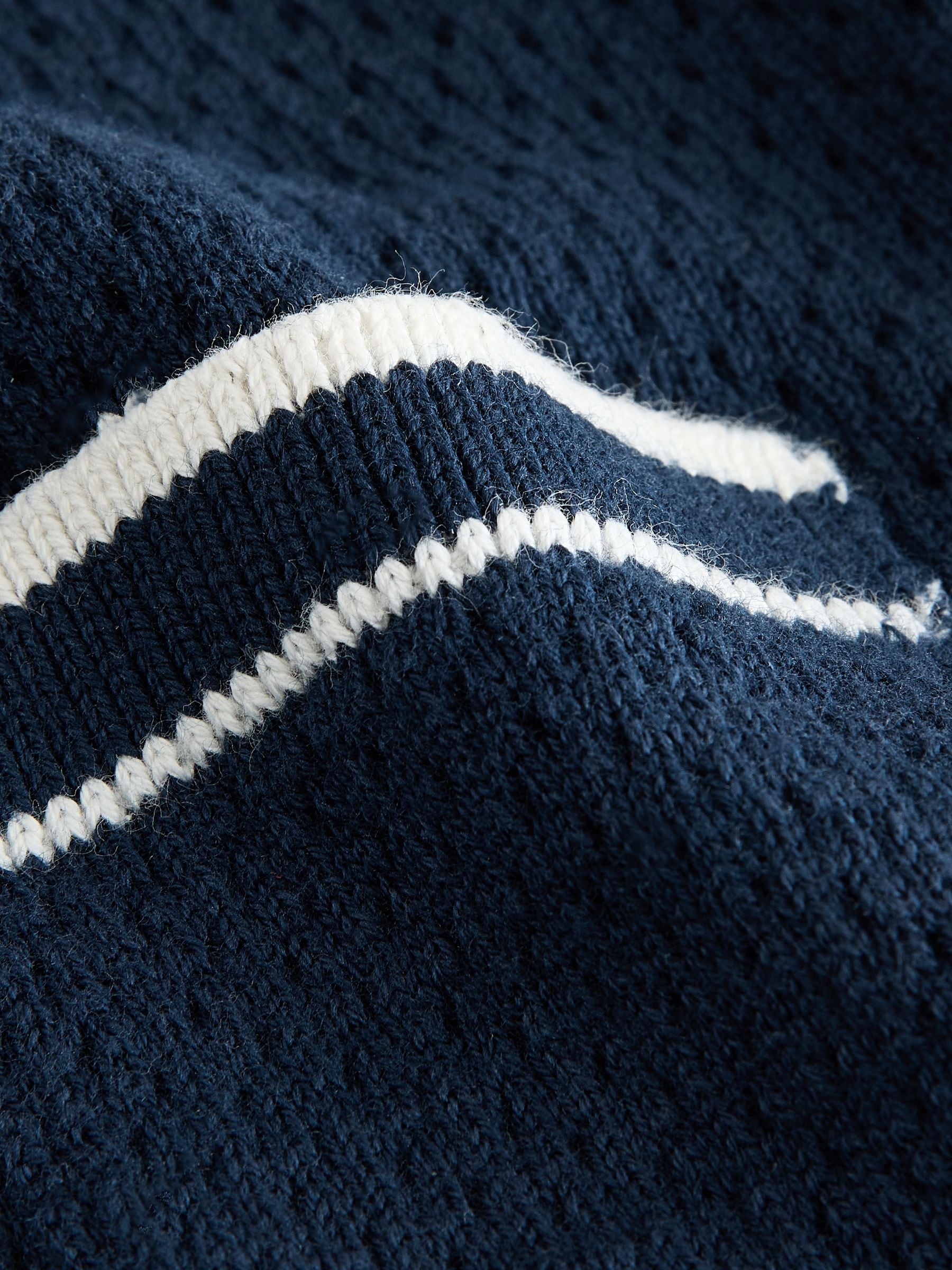 Navy Blue Textured Revere Collar Knitted Polo Shirt and Shorts Set (3mths-10yrs) image 8