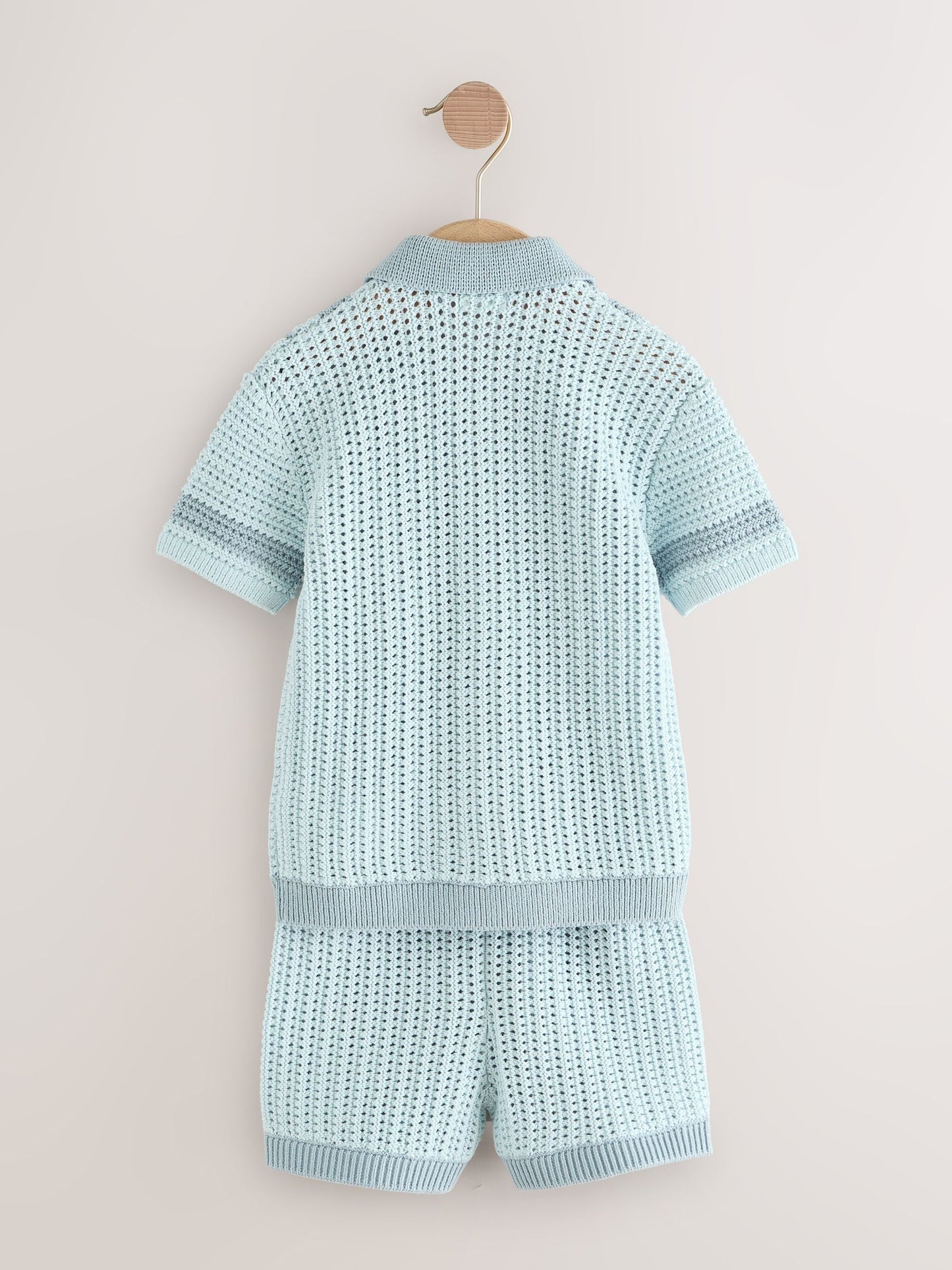 Blue Crochet Knitted Short Sleeve Shirt and Shorts Set (3mths-10yrs) image 6