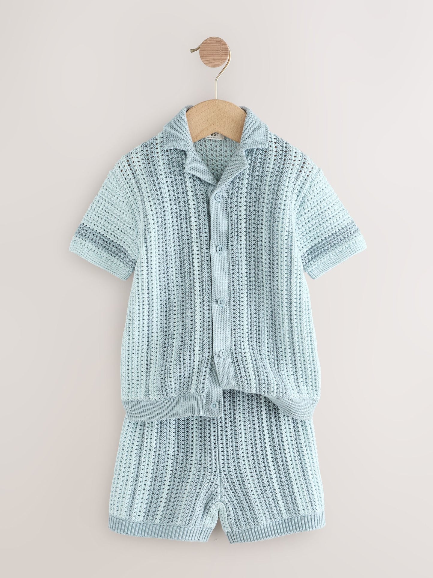 Blue Crochet Knitted Short Sleeve Shirt and Shorts Set (3mths-10yrs) image 7