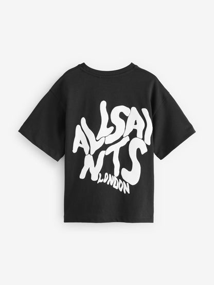 Dsiney Kidz - smALLSAINTS Black Oversized Orlando Logo Crew Neck T-Shirt image 5