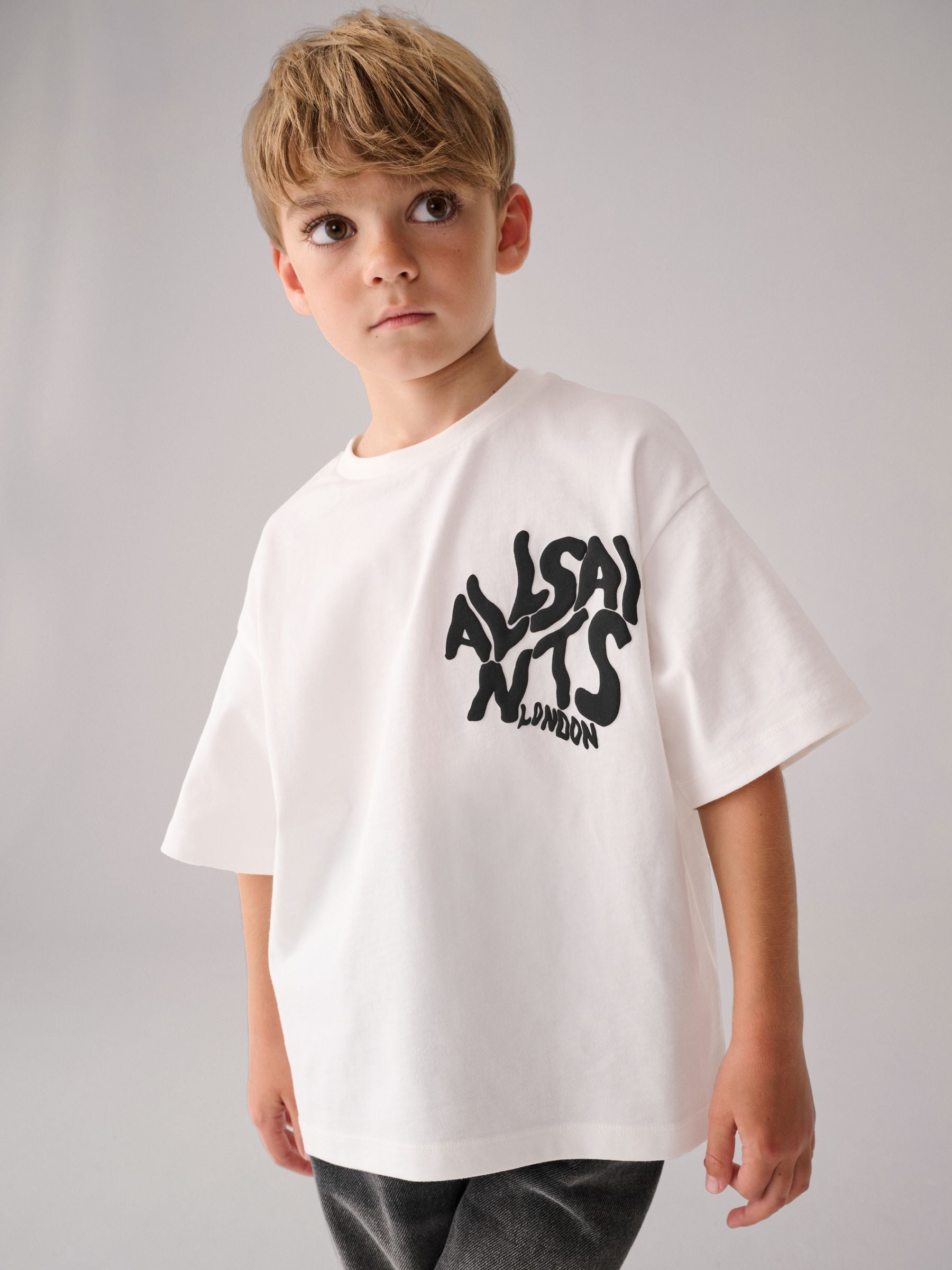 Dsiney Kidz - smALLSAINTS White Oversized Orlando Logo Crew Neck T-Shirt image 1