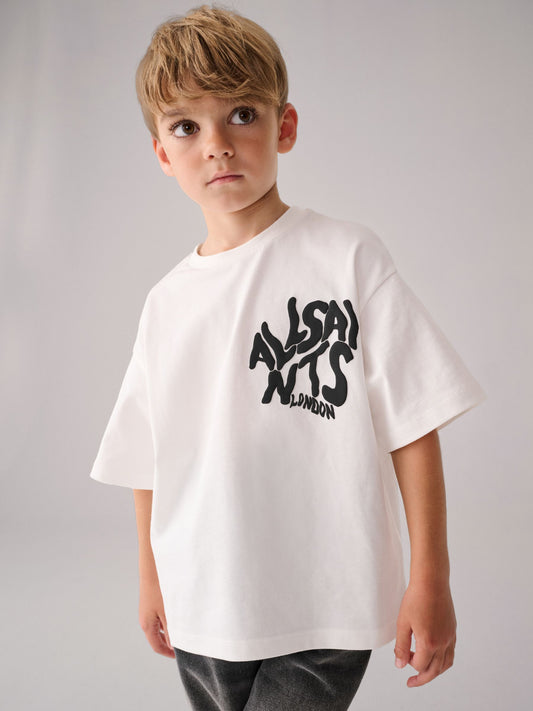 Dsiney Kidz - smALLSAINTS White Oversized Orlando Logo Crew Neck T-Shirt image 1