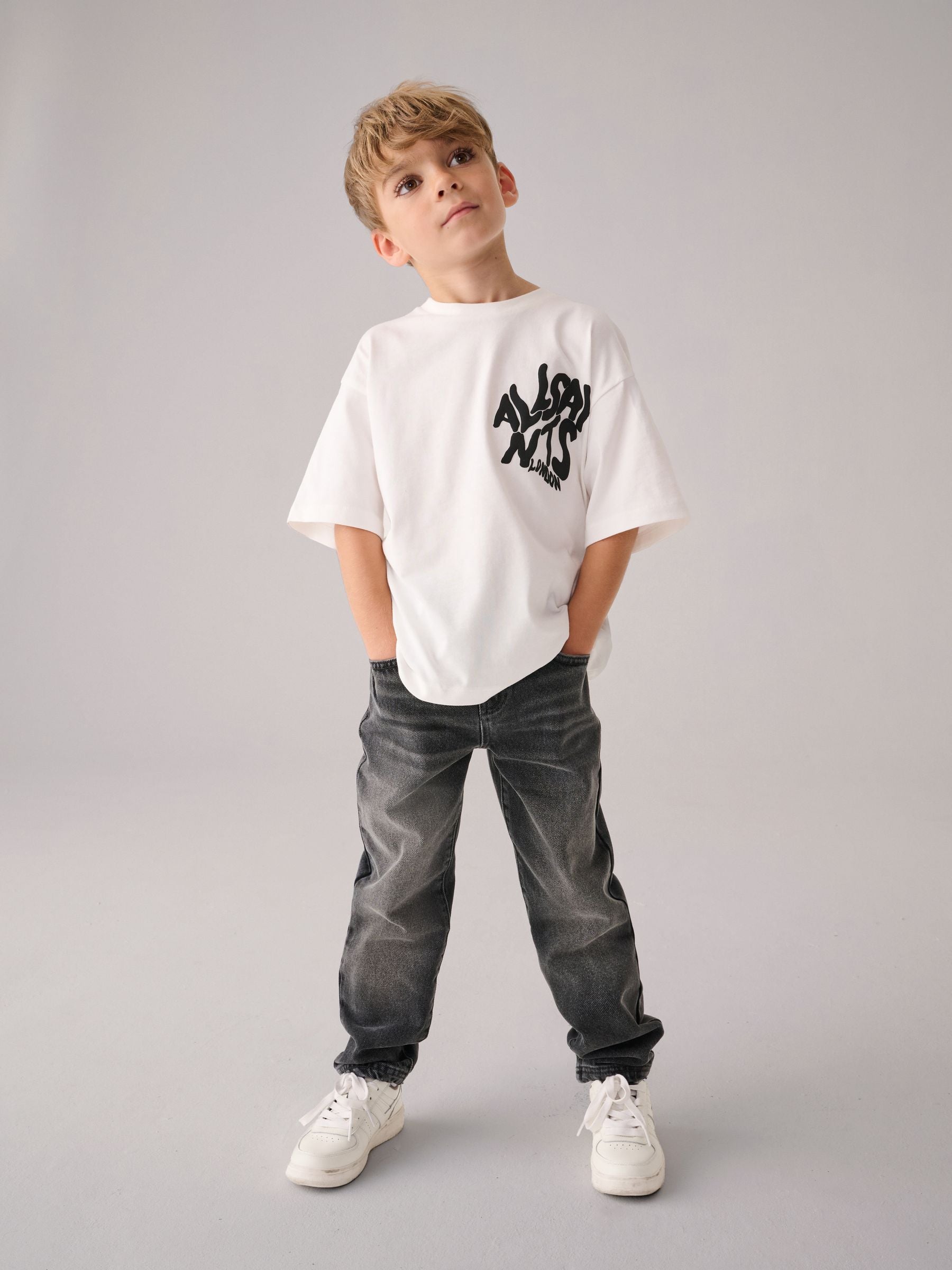 Dsiney Kidz - smALLSAINTS White Oversized Orlando Logo Crew Neck T-Shirt image 2