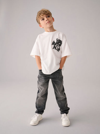 Dsiney Kidz - smALLSAINTS White Oversized Orlando Logo Crew Neck T-Shirt image 2