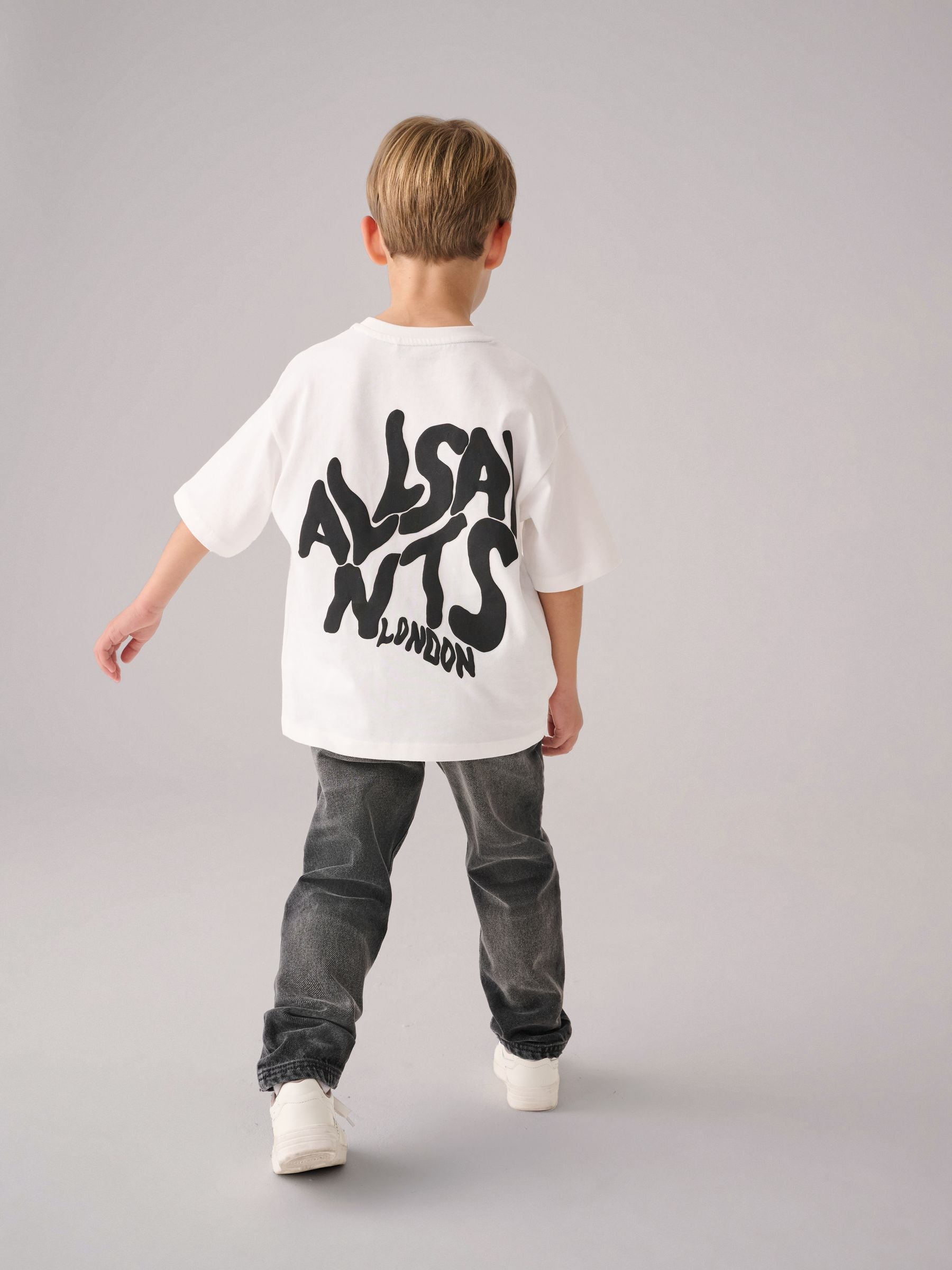 Dsiney Kidz - smALLSAINTS White Oversized Orlando Logo Crew Neck T-Shirt image 3