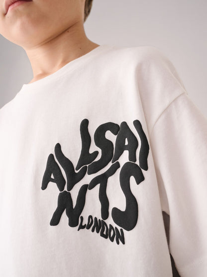 Dsiney Kidz - smALLSAINTS White Oversized Orlando Logo Crew Neck T-Shirt image 5