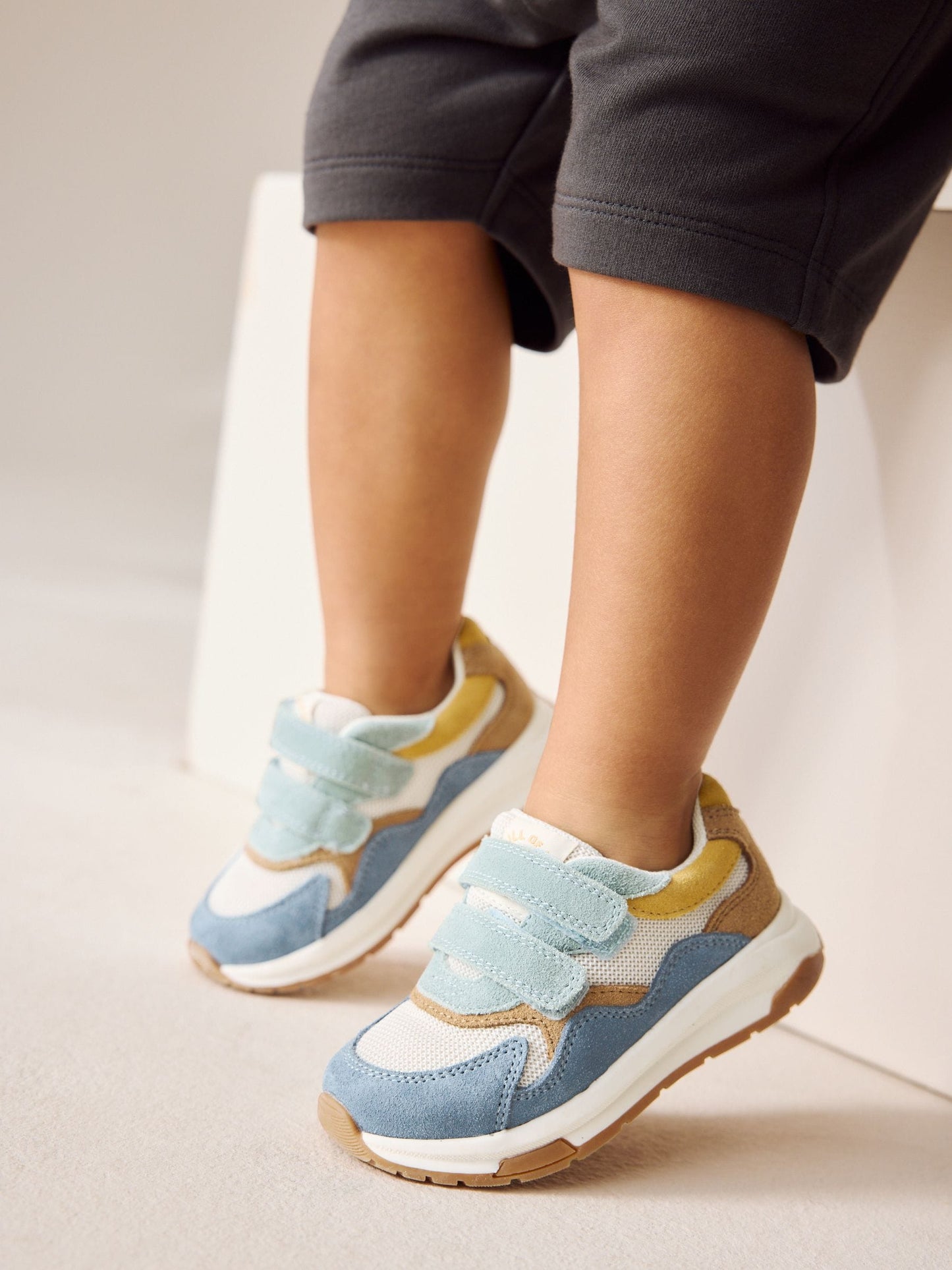 Blue Multi Suede Touch Fastening Trainers image 2