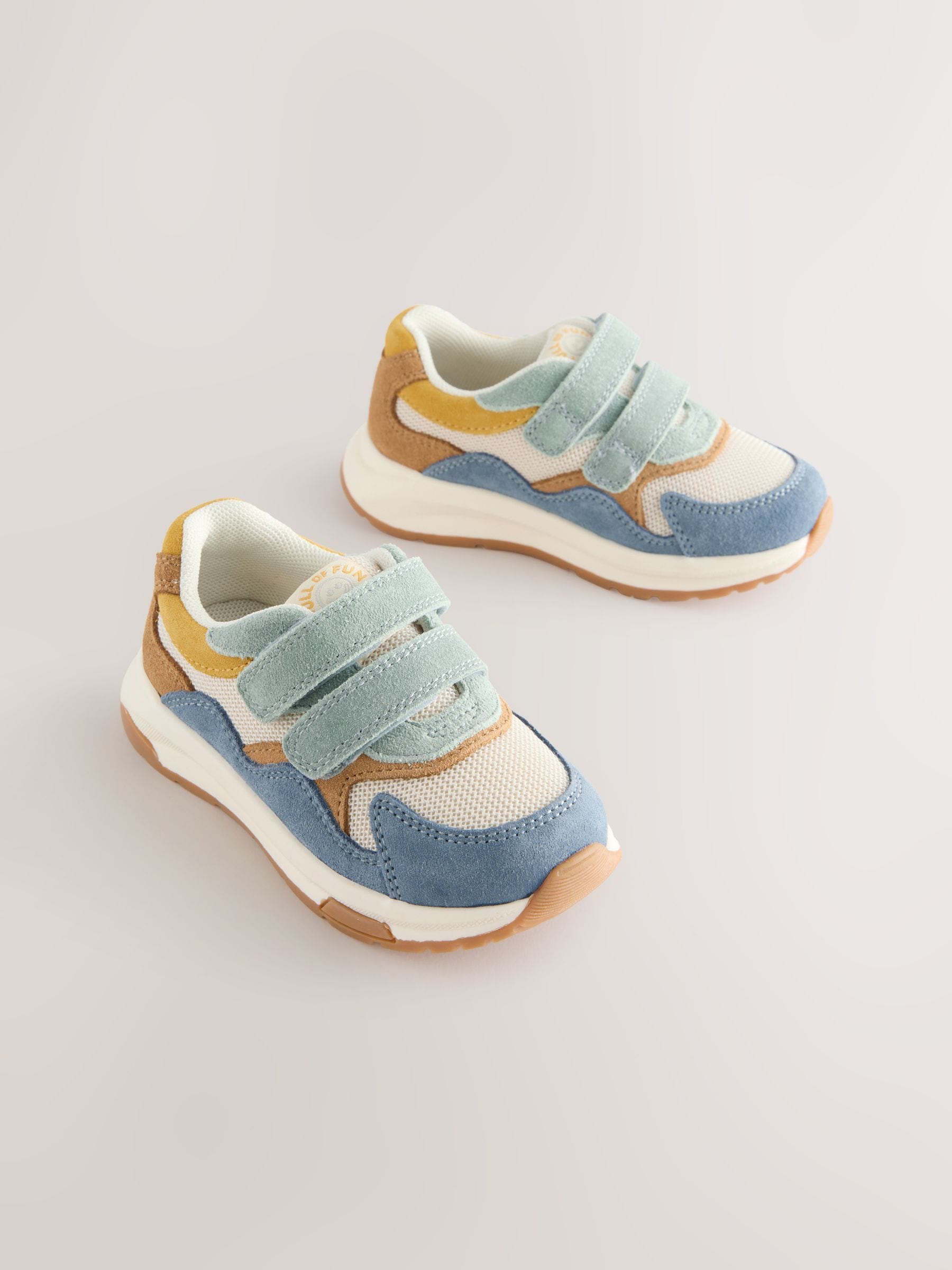 Blue Multi Suede Touch Fastening Trainers image 2
