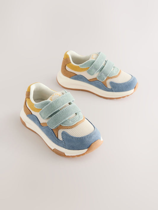 Blue Multi Suede Touch Fastening Trainers image 2