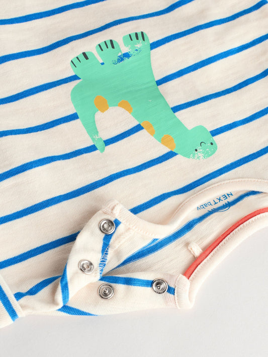 Blue/Green 100% Cotton Baby Rompers 4 Pack image 3