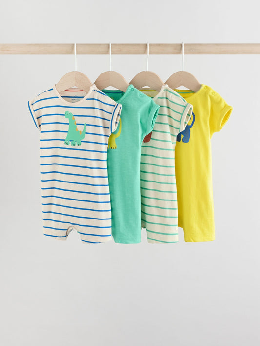 Blue/Green 100% Cotton Baby Rompers 4 Pack image 1