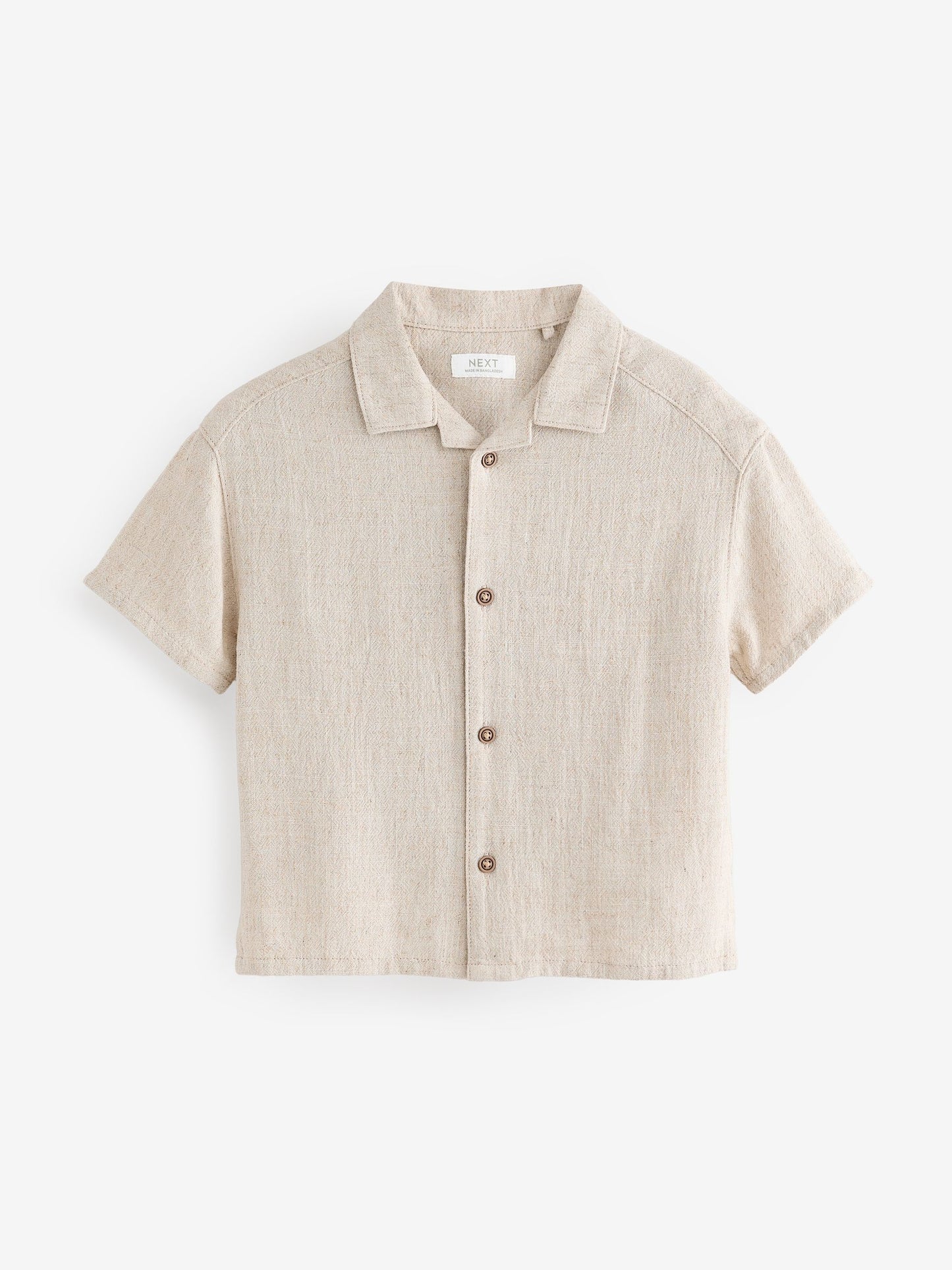 Dsiney Kidz - Neutral Plain Short Sleeves Linen Blend Revere Collar Shirt (3mths-7yrs) image 6