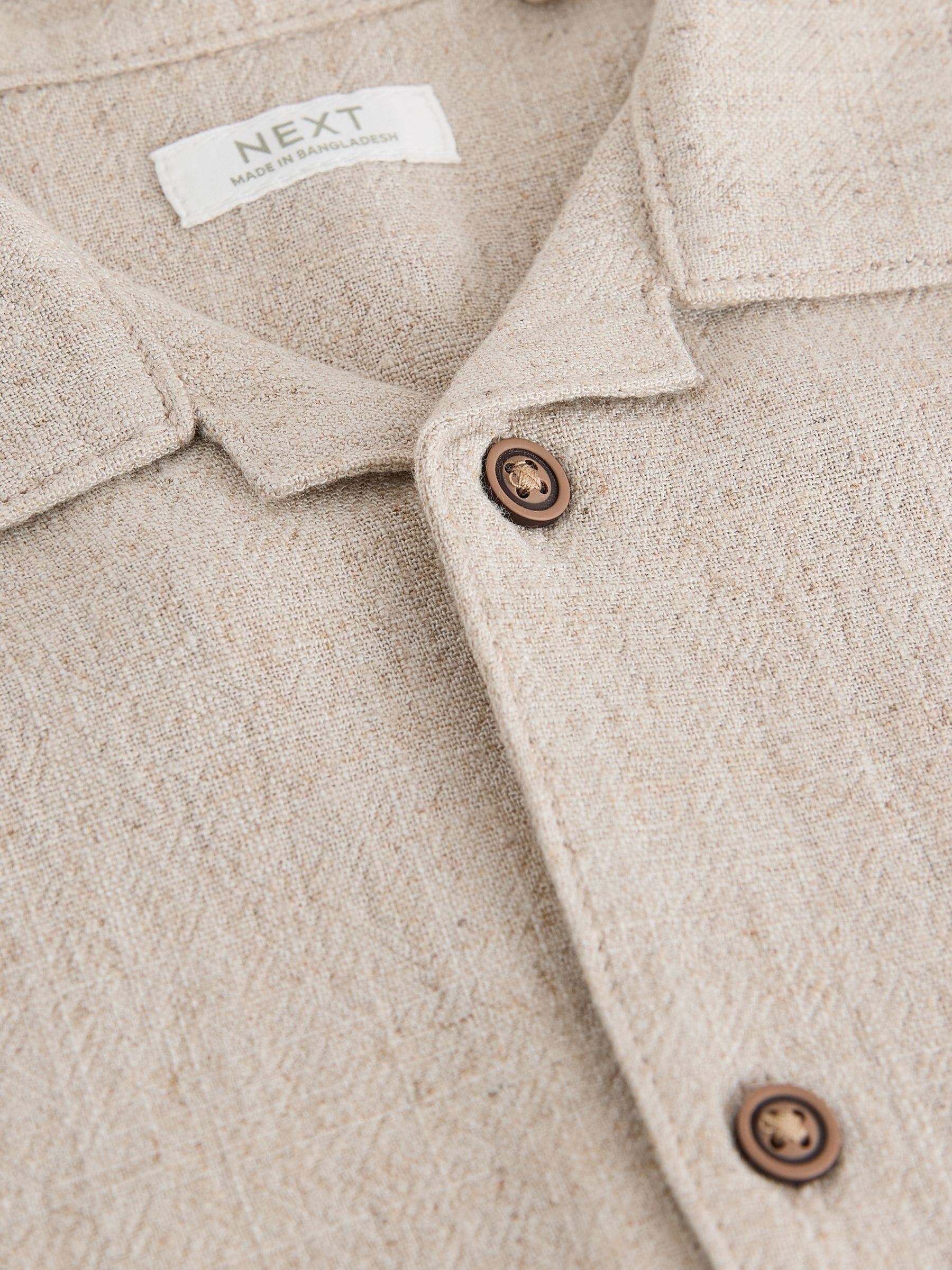 Dsiney Kidz - Neutral Plain Short Sleeves Linen Blend Revere Collar Shirt (3mths-7yrs) image 9