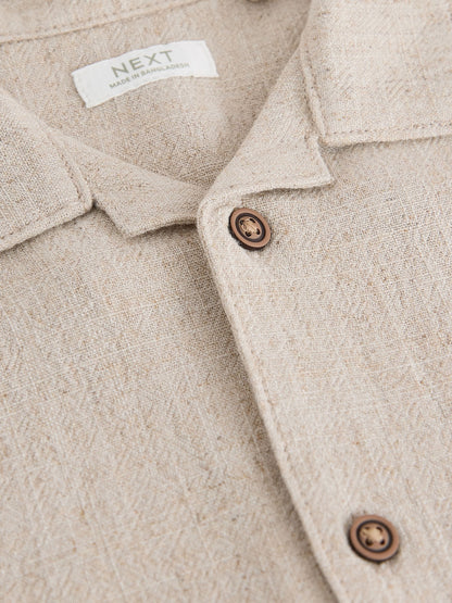 Dsiney Kidz - Neutral Plain Short Sleeves Linen Blend Revere Collar Shirt (3mths-7yrs) image 9