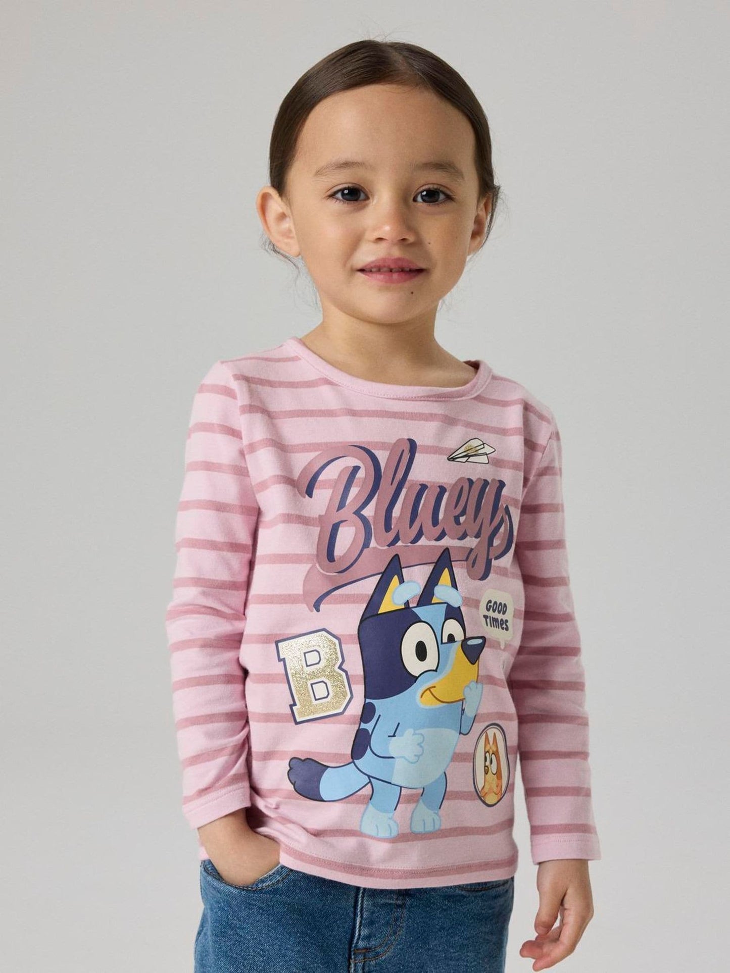 Dsiney Kidz - Name It Pink Bluey Long Sleeve Striped T-Shirt image 1
