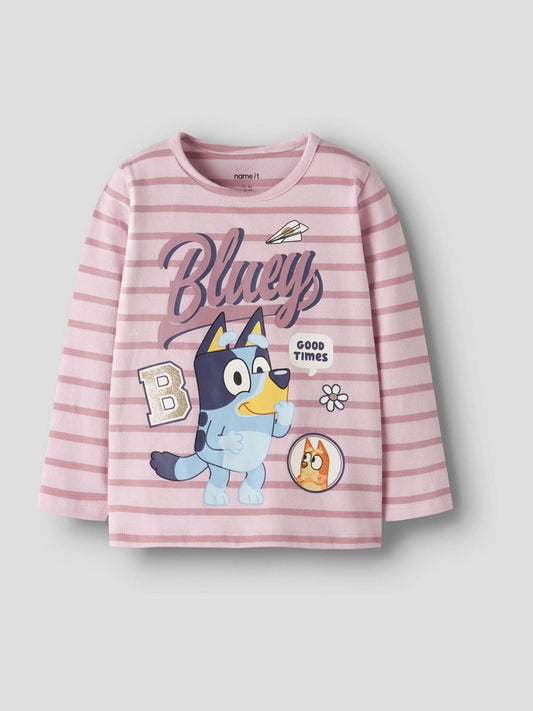 Dsiney Kidz - Name It Pink Bluey Long Sleeve Striped T-Shirt image 2