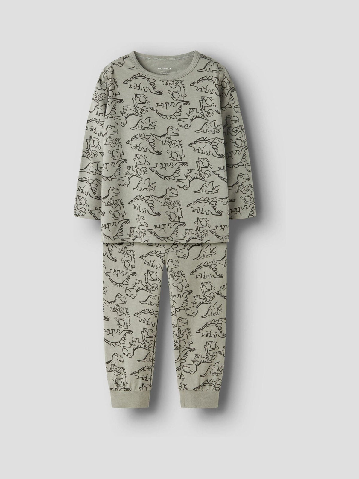 Name It Green Printed Dinosaur Pyjamas 2 Pack - image 2
