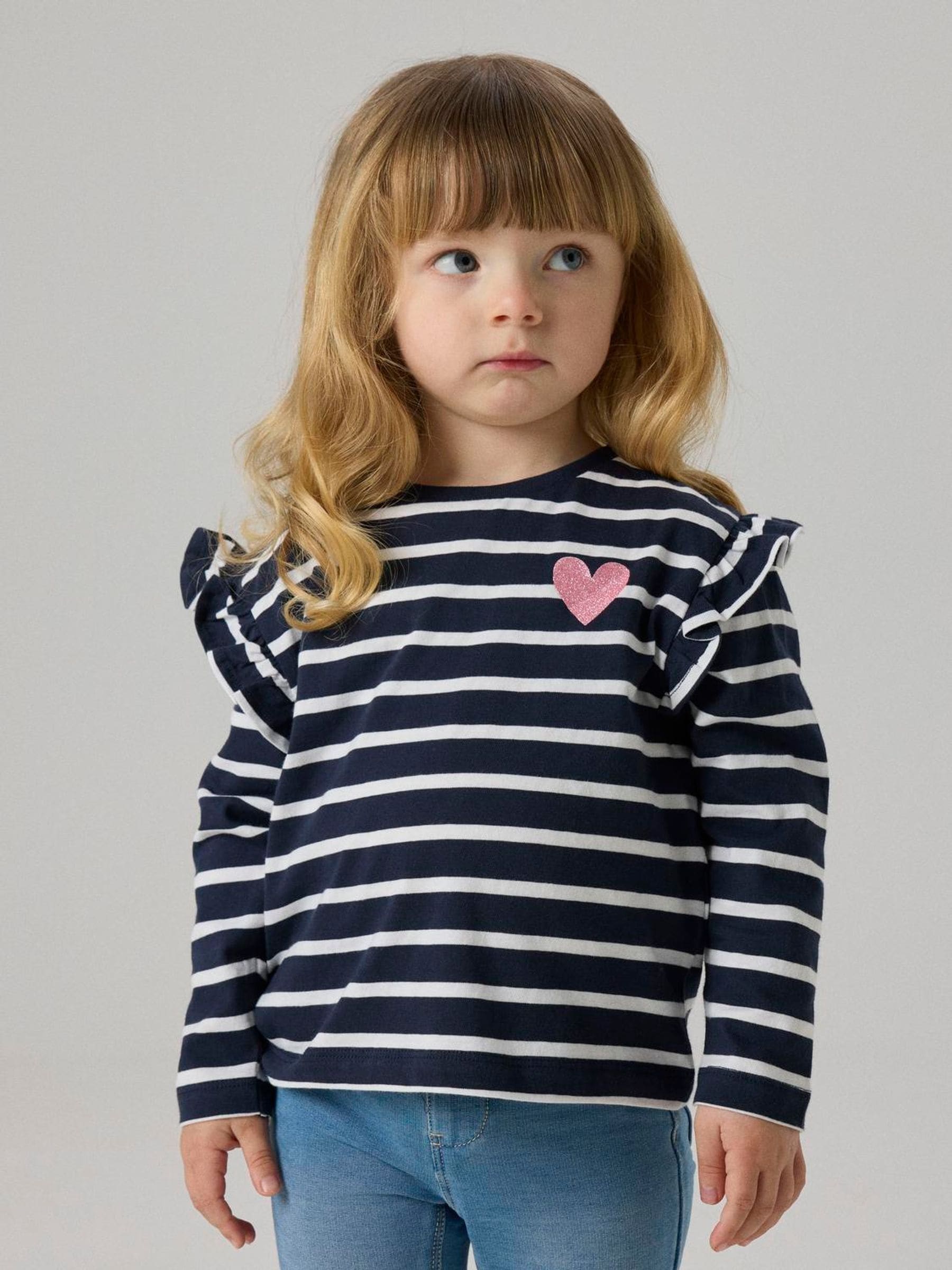 Name It Blue Striped Frill Sleeve Long Sleeve Top 2 Pack image 3