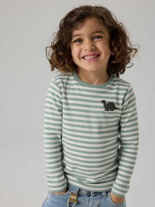 Name It Green Striped Dinosaur Top image 1