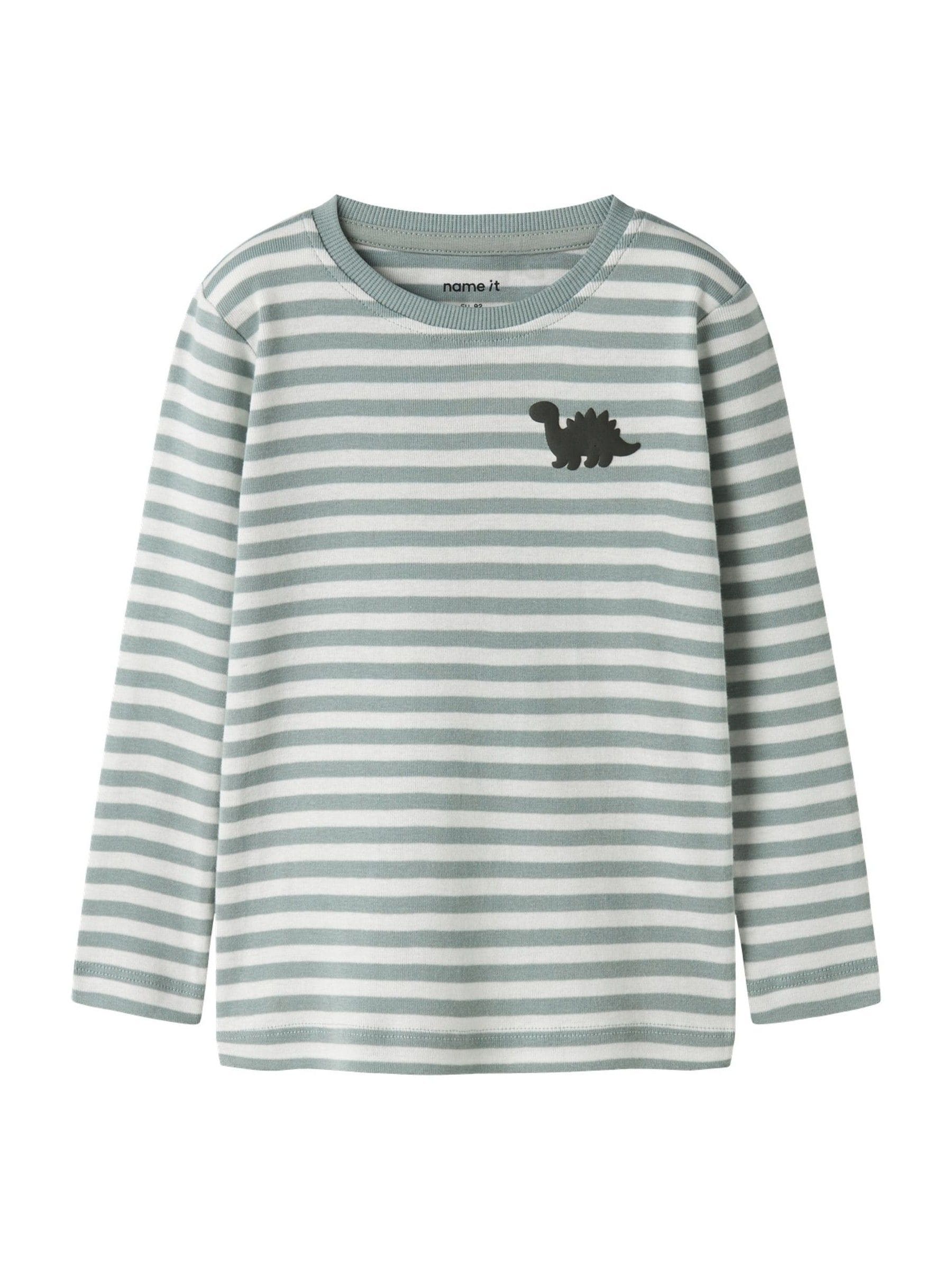 Name It Green Striped Dinosaur Top image 2