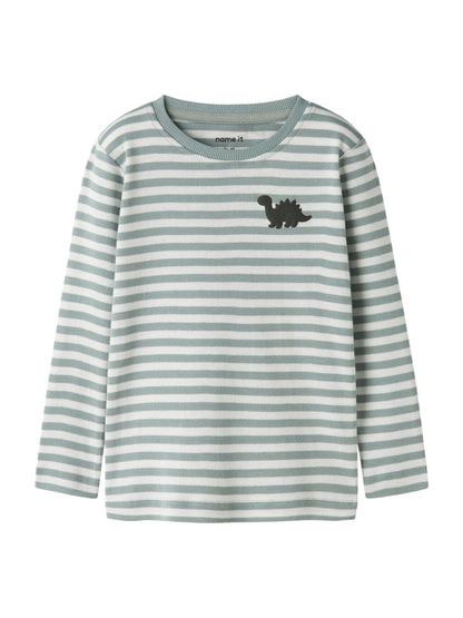 Name It Green Striped Dinosaur Top image 2