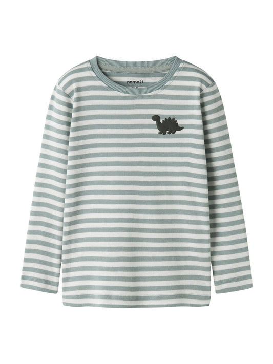 Name It Green Striped Dinosaur Top image 2