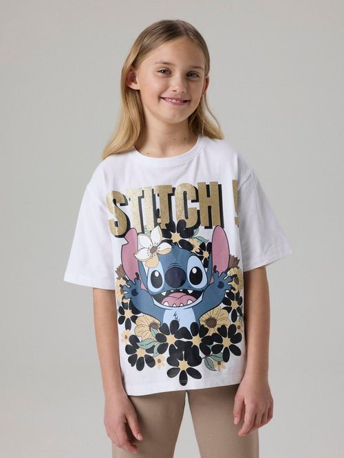 Dsiney Kidz - Name It White Stitch Glitter Boxy Short Sleeve T-Shirt image 1