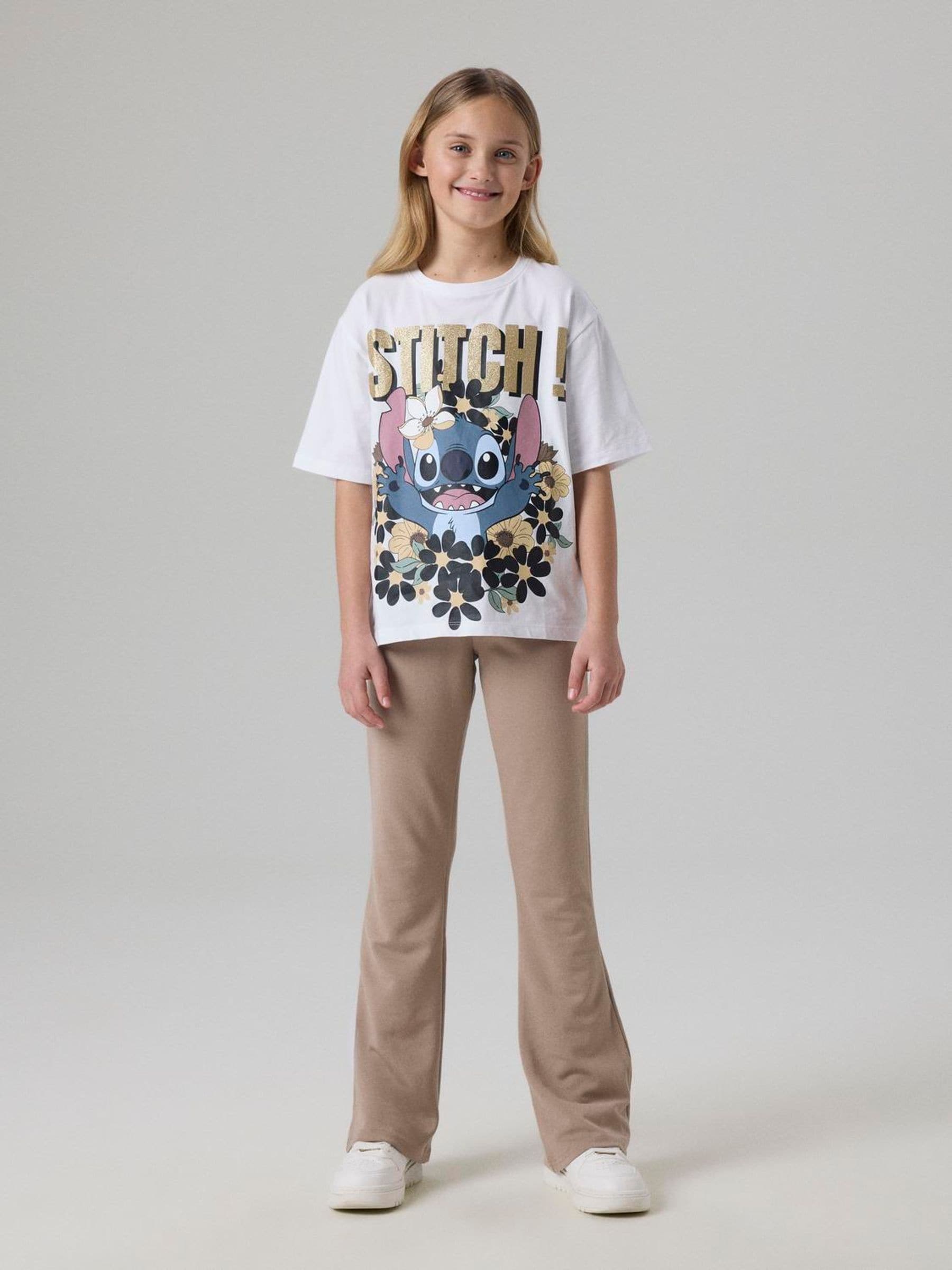 Dsiney Kidz - Name It White Stitch Glitter Boxy Short Sleeve T-Shirt image 2