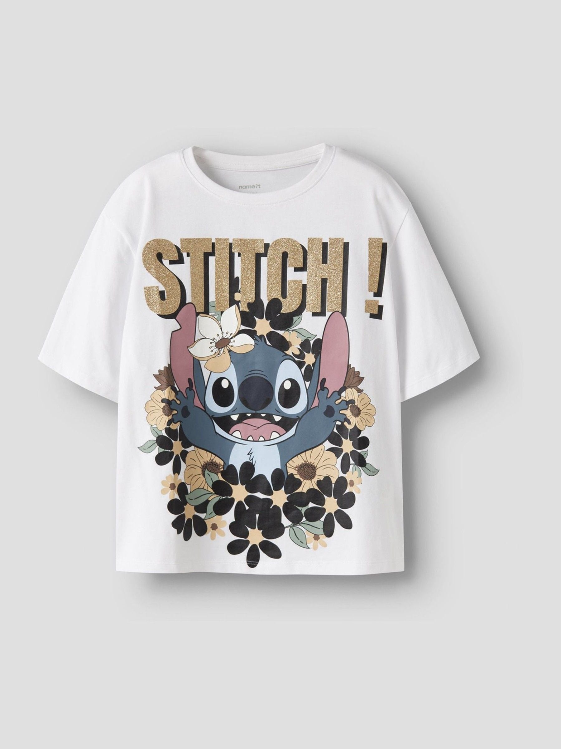 Dsiney Kidz - Name It White Stitch Glitter Boxy Short Sleeve T-Shirt image 3