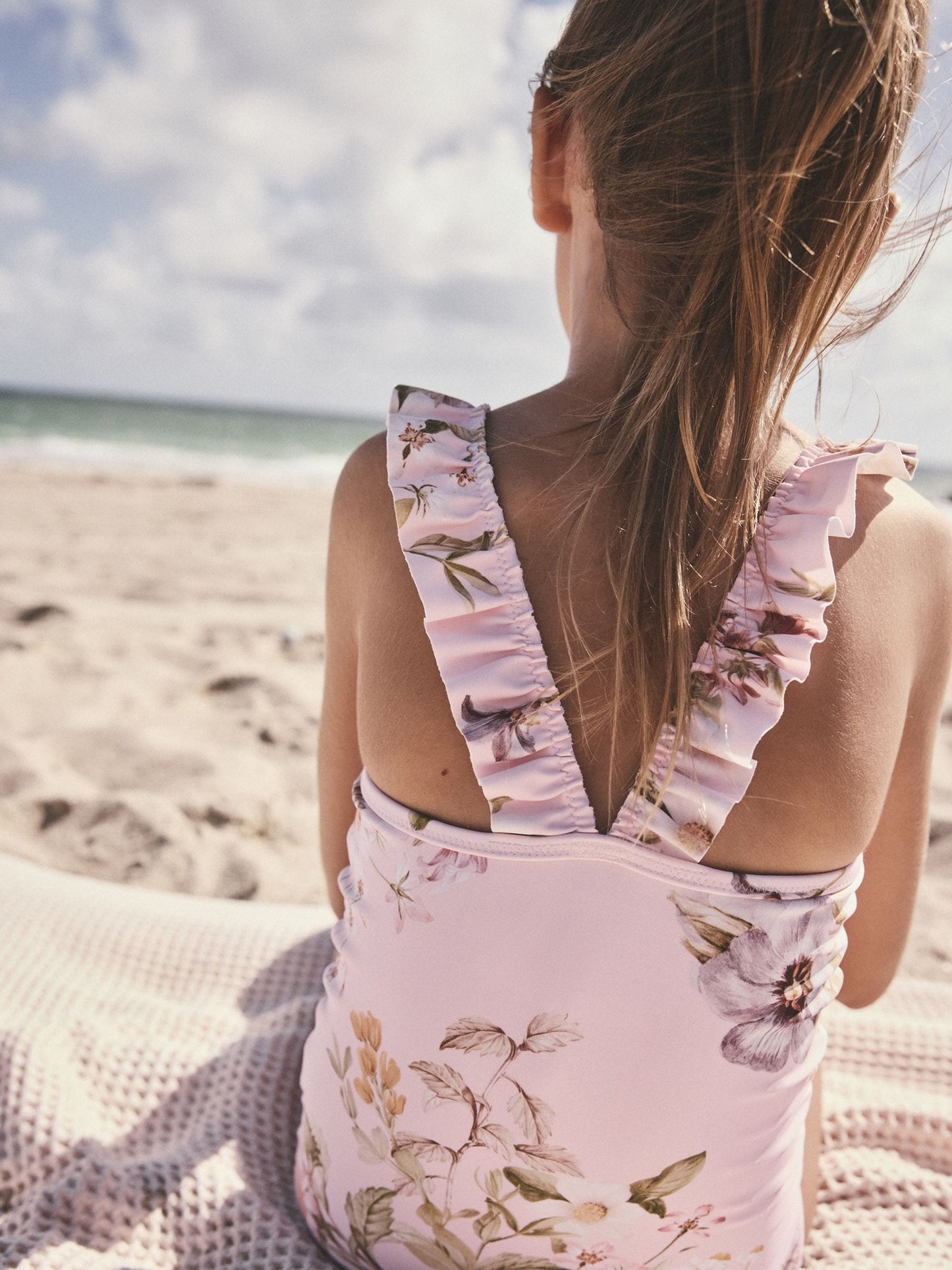 Pink Floral Frill Swimsuit (3-16yrs) image 3