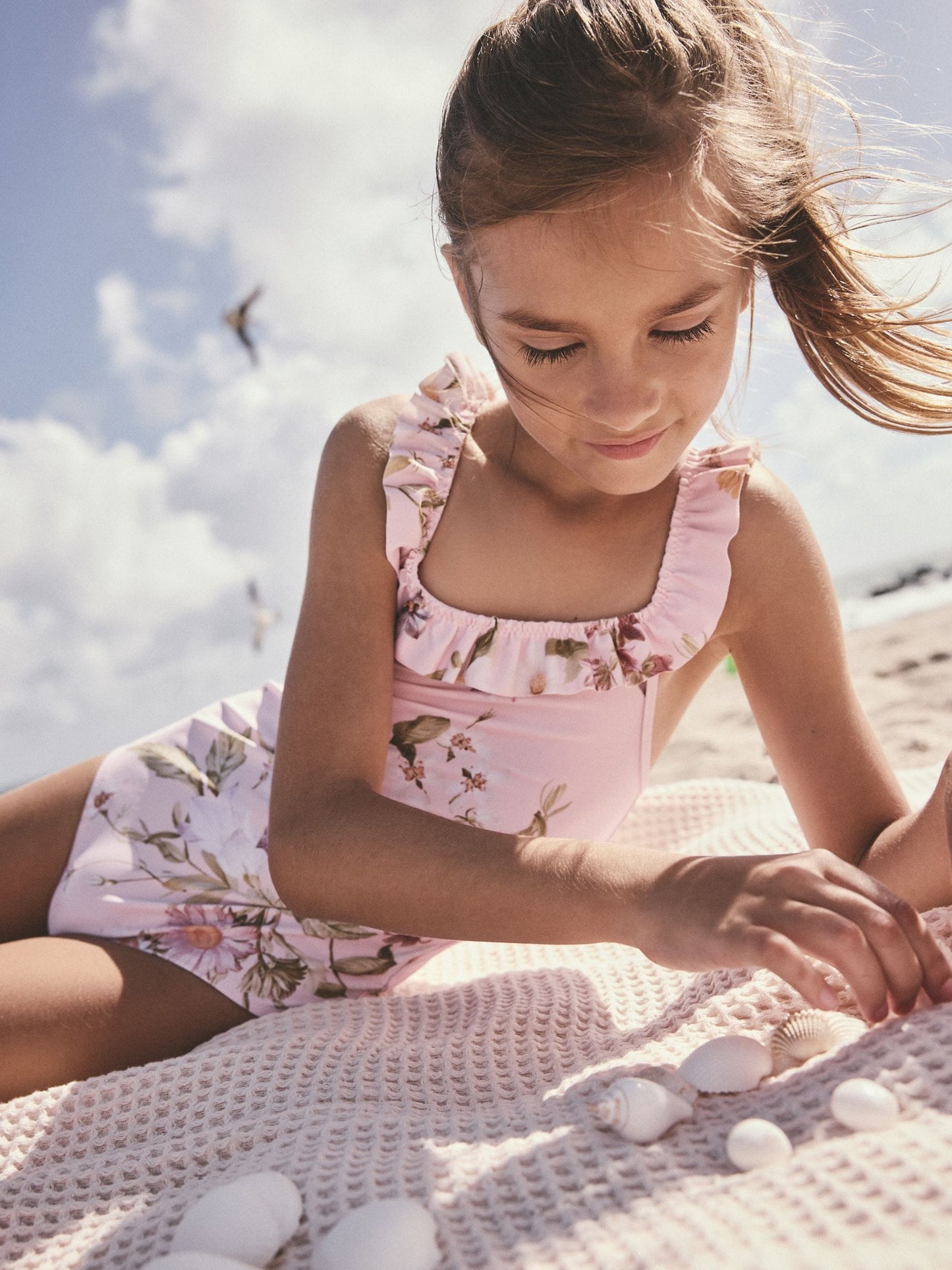 Pink Floral Frill Swimsuit (3-16yrs) image 4