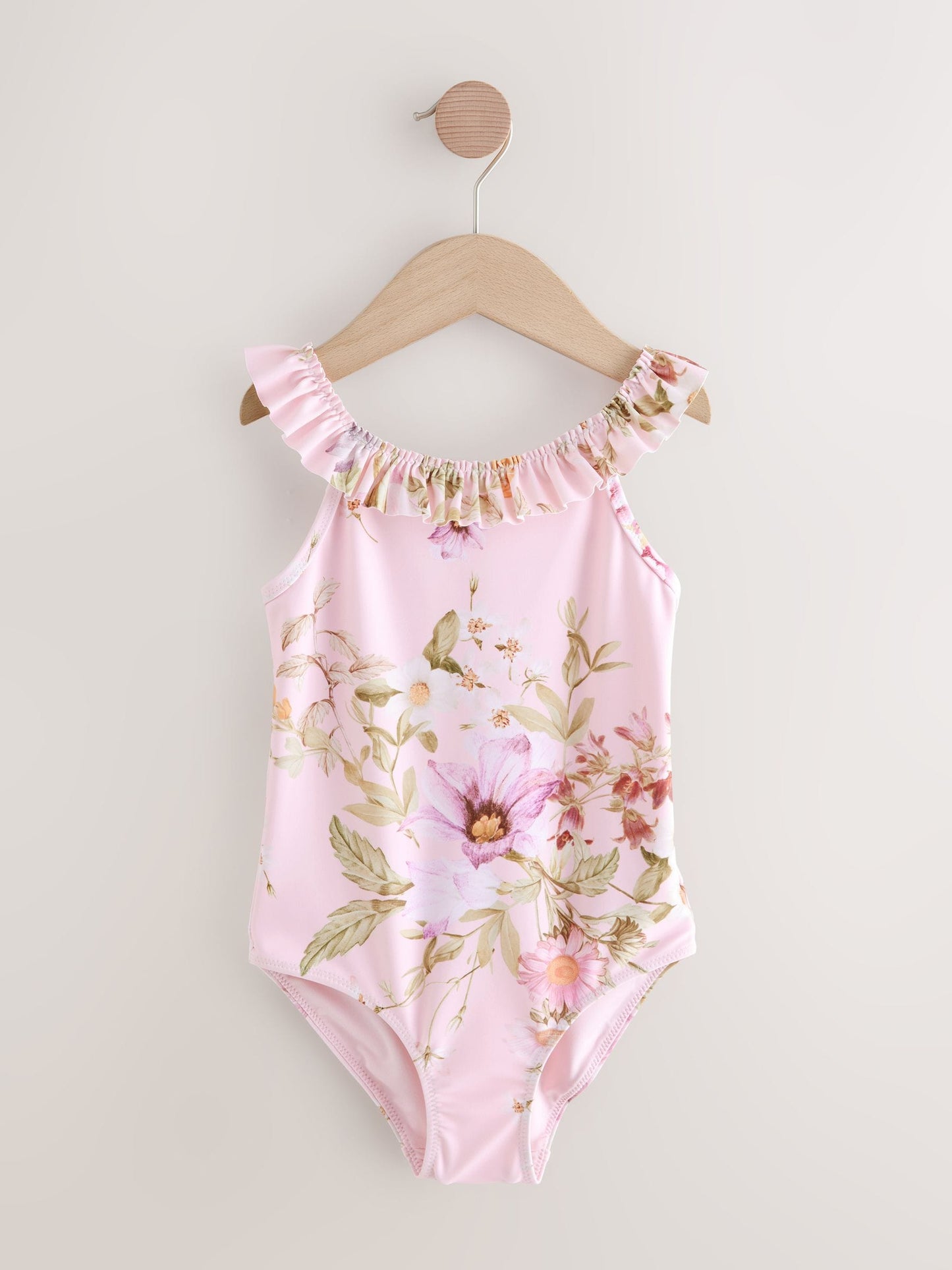 Pink Floral Frill Swimsuit (3-16yrs) image 5