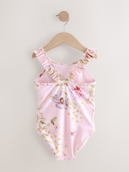 Pink Floral Frill Swimsuit (3-16yrs) image 6