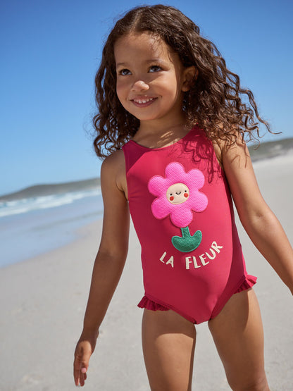 Berry Red Frill Leg Swimsuit (3mths-7yrs) image 1