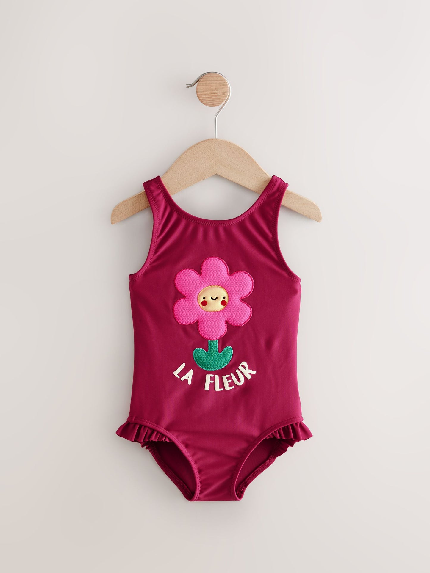Berry Red Frill Leg Swimsuit (3mths-7yrs) image 7