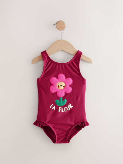 Berry Red Frill Leg Swimsuit (3mths-7yrs) image 7