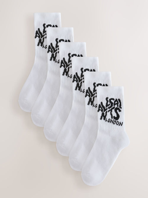 smALLSAINTS White Orlando Logo Cushioned Sole Socks 6 Pack - image 1