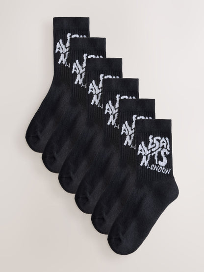 smALLSAINTS Black Orlando Logo Cushioned Sole Socks 6 Pack - image 1