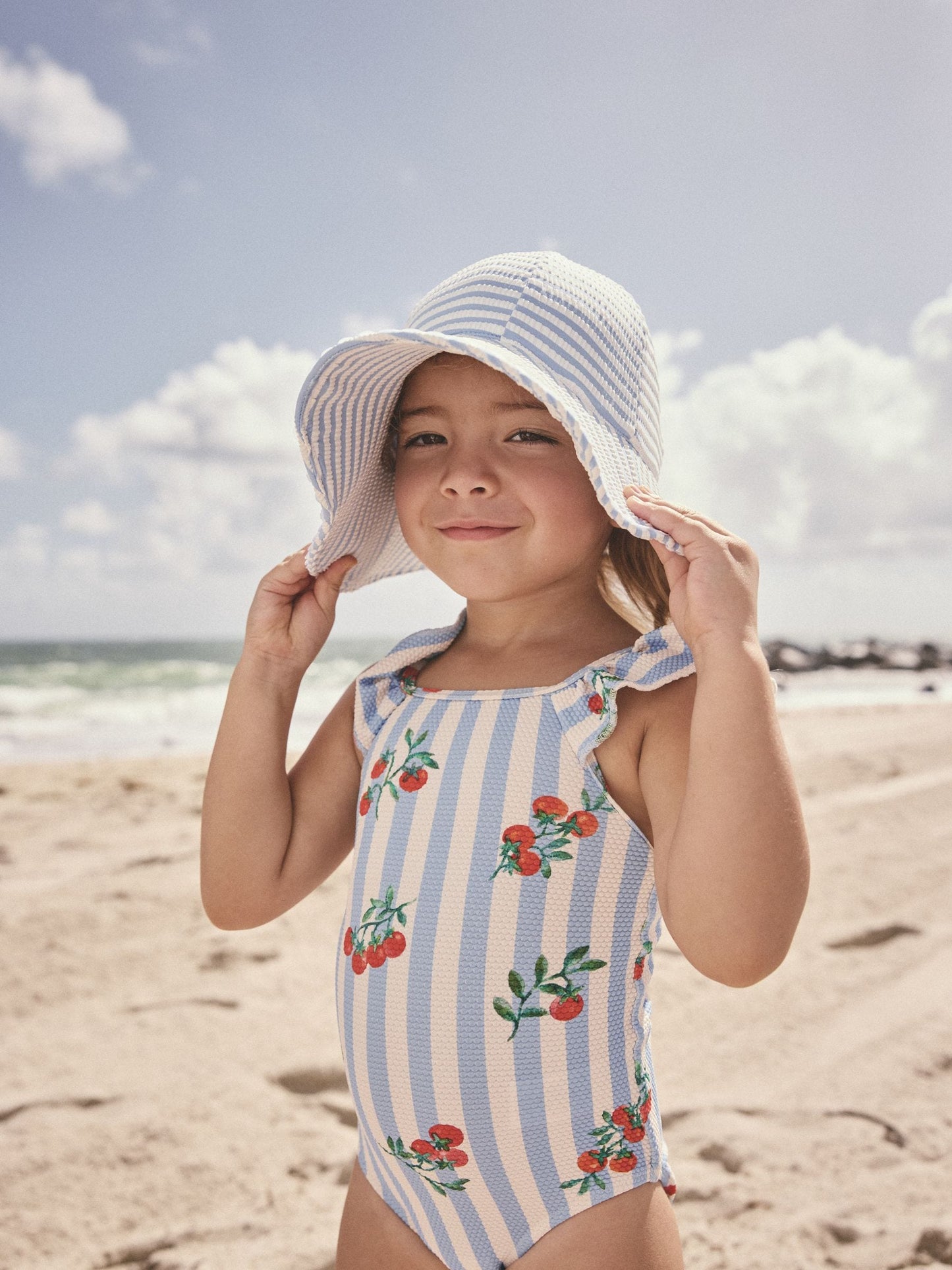 Blue/White Stripe Swim Hat (3mths-10yrs) image 3