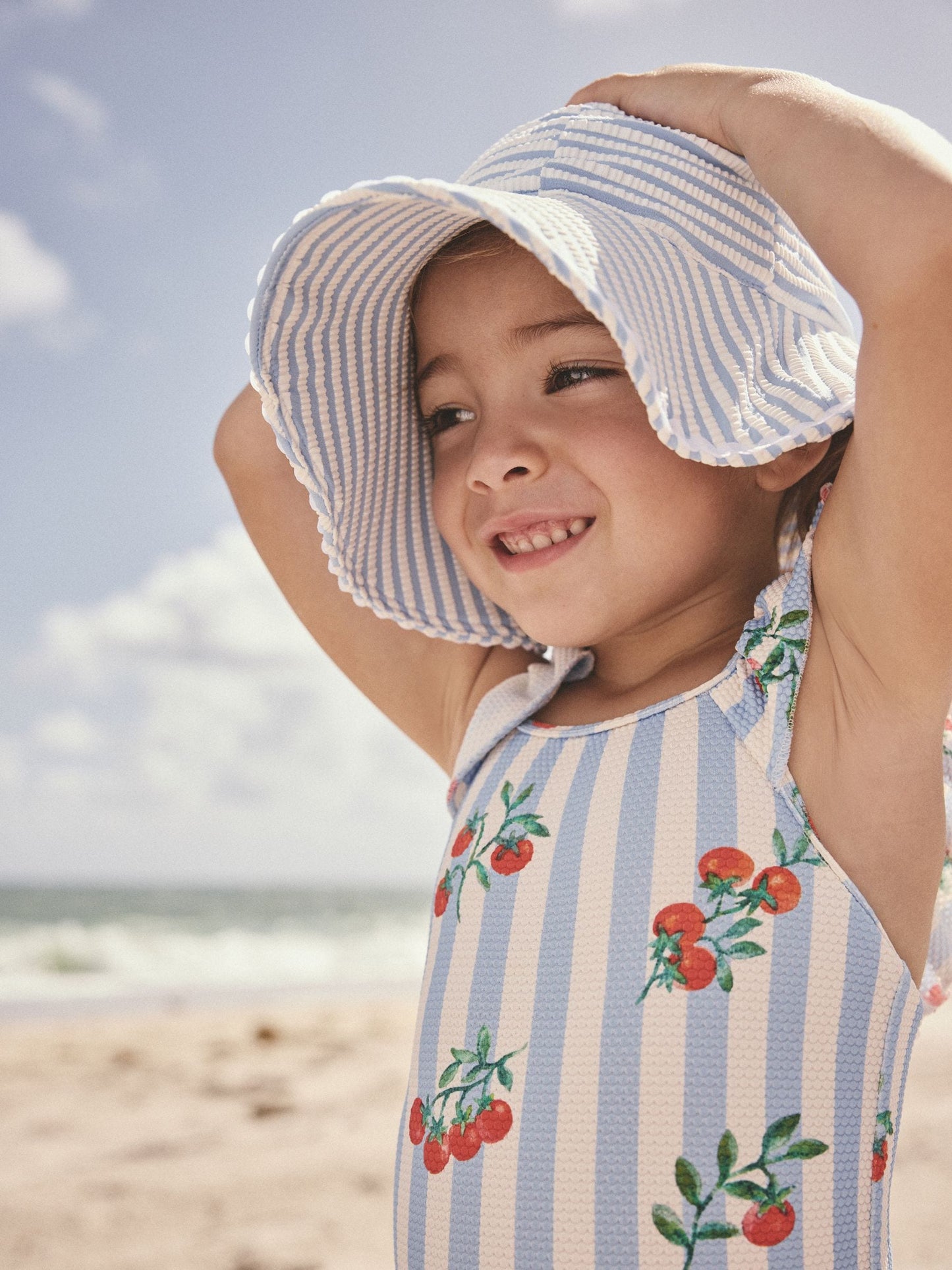 Blue/White Stripe Swim Hat (3mths-10yrs) image 1