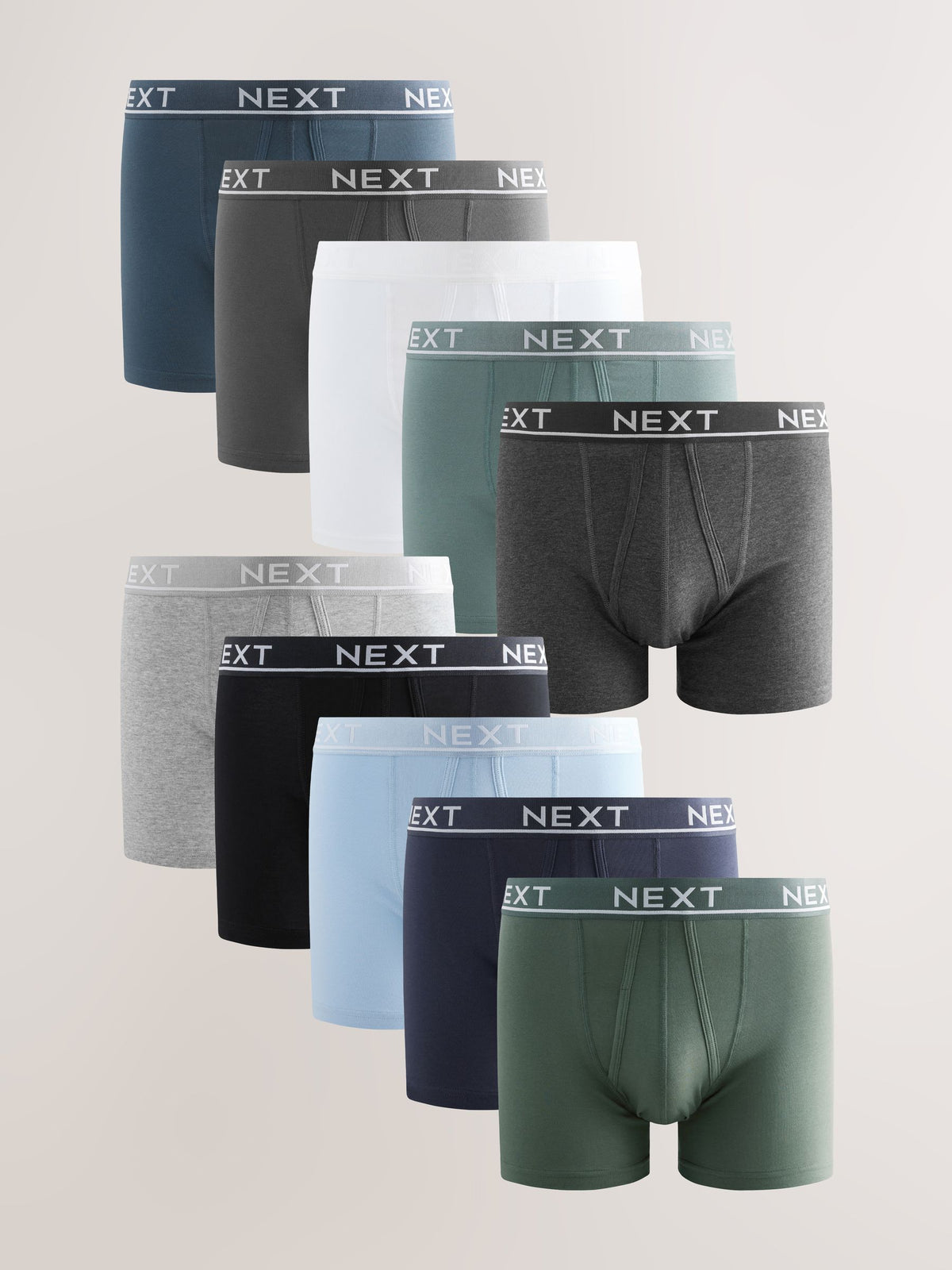 Dsiney Kidz - Core Grey/ Greens 10 pack A-Front Cotton Rich Boxers image 1