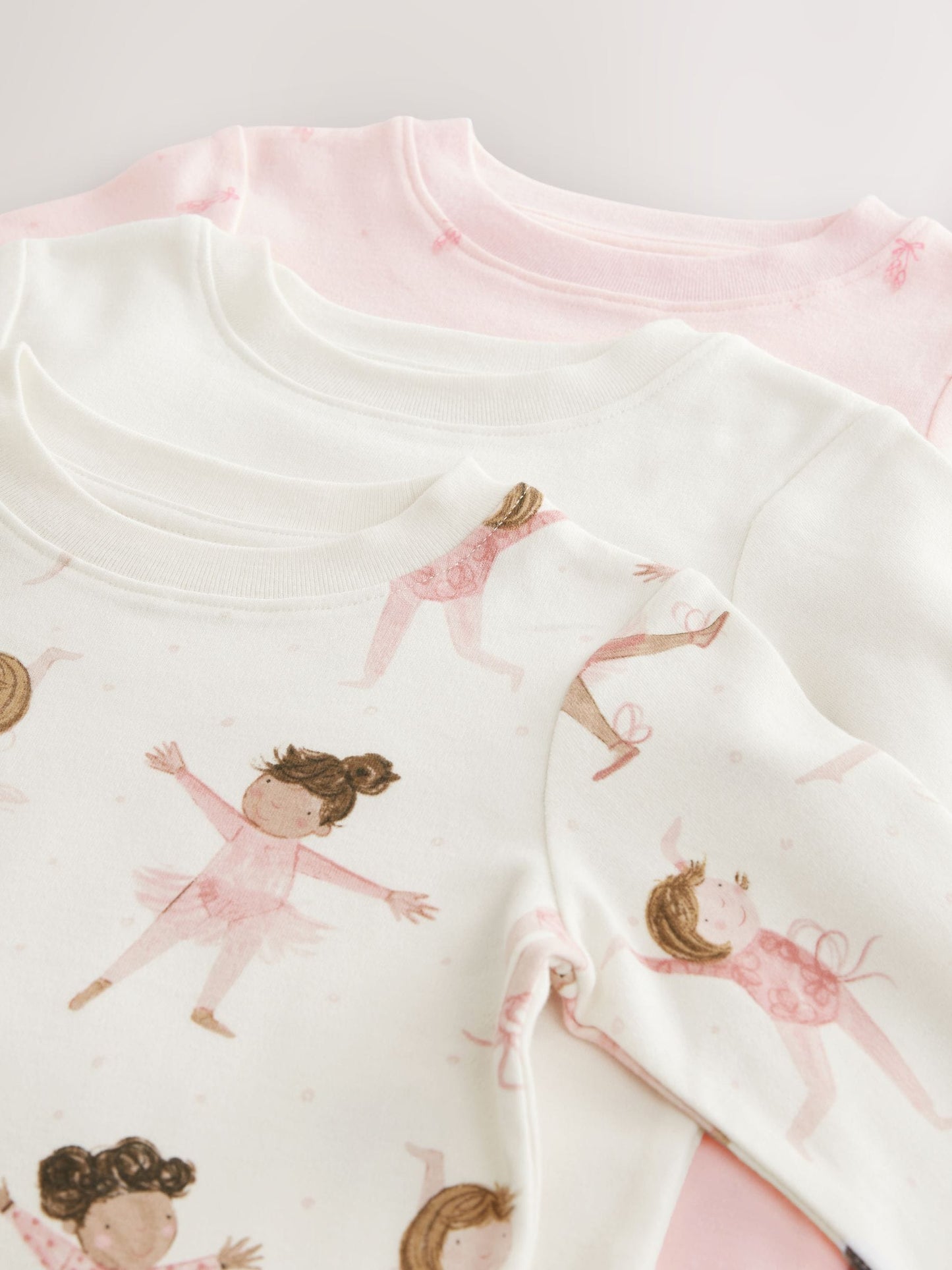 Pink/Cream Ballerina Snuggle Pyjamas 3 Pack (9mths-12yrs)