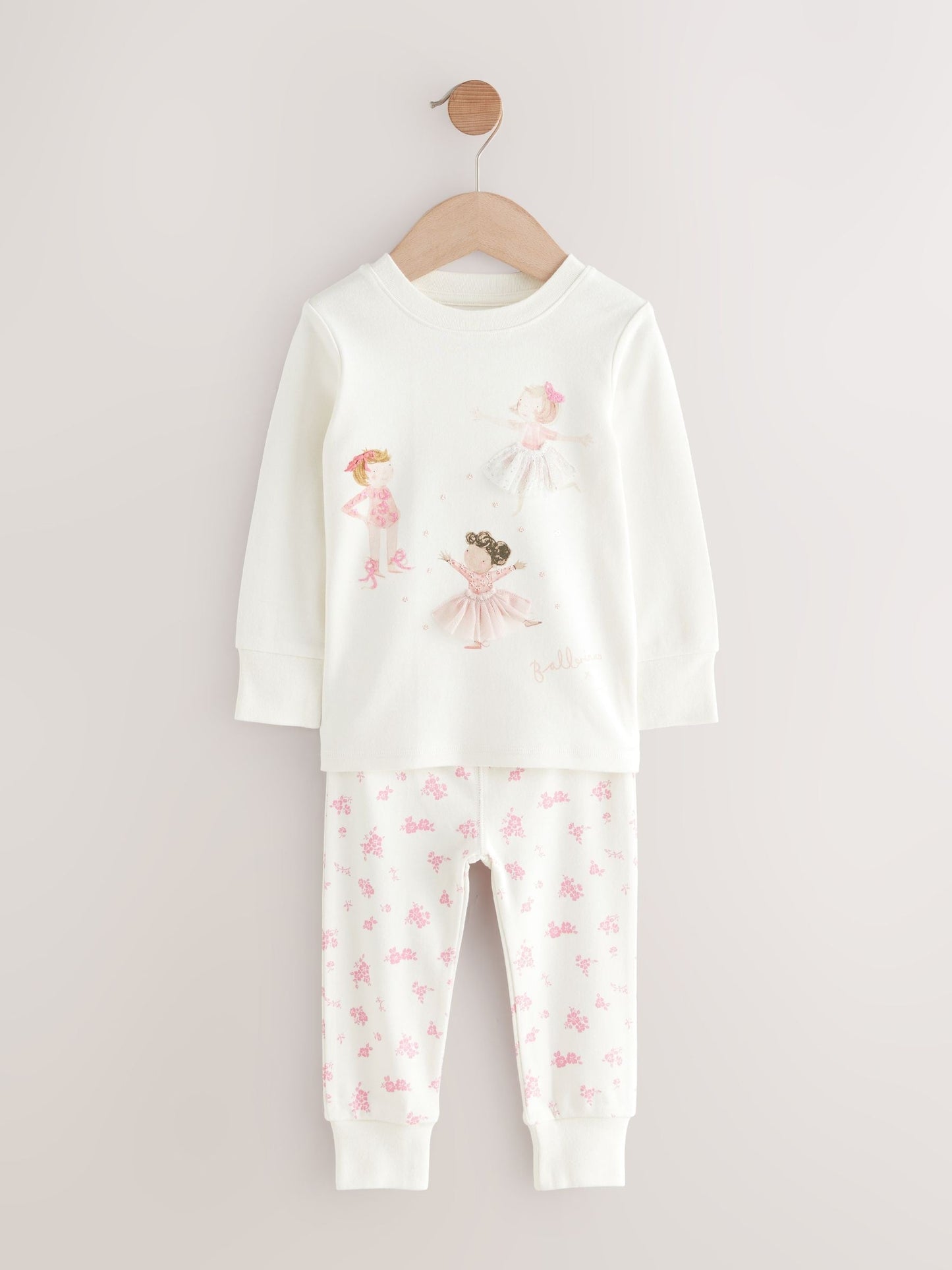 Pink/Cream Ballerina Snuggle Pyjamas 3 Pack (9mths-12yrs)