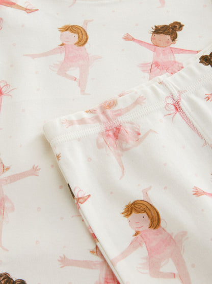Pink/Cream Ballerina Snuggle Pyjamas 3 Pack (9mths-12yrs)