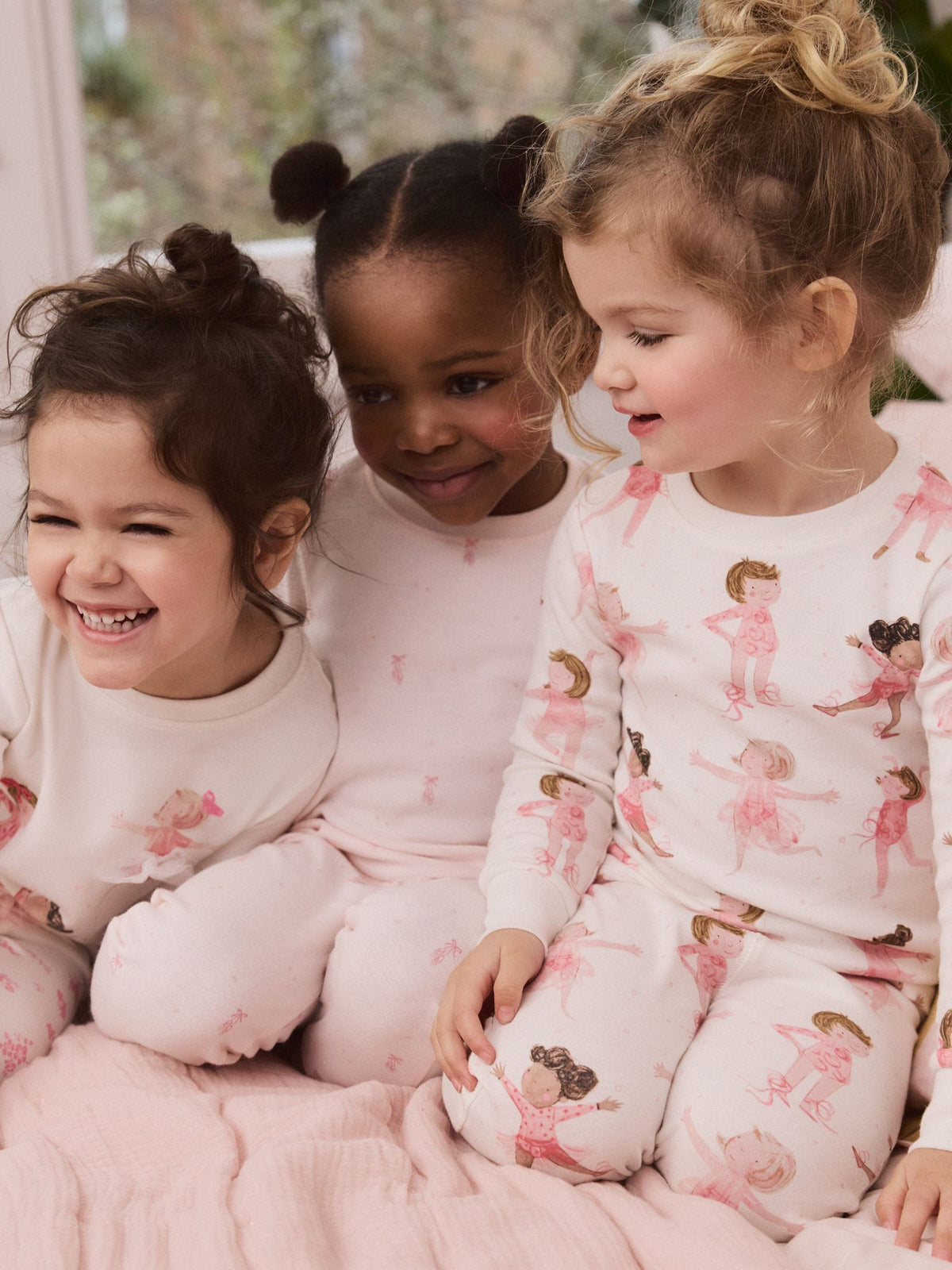 Pink/Cream Ballerina Snuggle Pyjamas 3 Pack (9mths-12yrs) - image 2