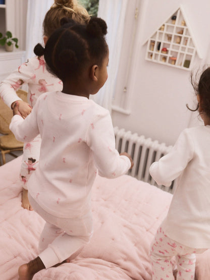 Pink/Cream Ballerina Snuggle Pyjamas 3 Pack (9mths-12yrs)